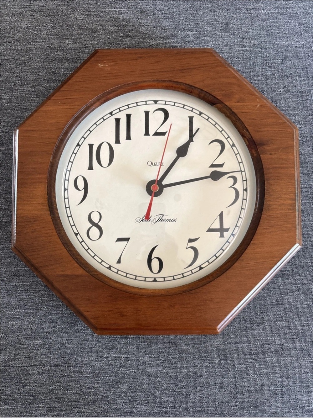 Vintage 1980s Seth Thomas Pinewood II Wall Clock Wood Octagon USA Retro - EUC!